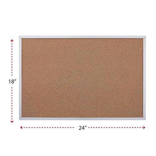 Universal 43613 Bulletin Board, Natural Cork, 36 x 24, Satin-Finished Aluminum Frame