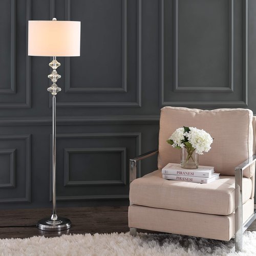 SAFAVIEH FLL4067A Lighting Collection Lottie White and Chrome 60-inch Floor Lamp, H