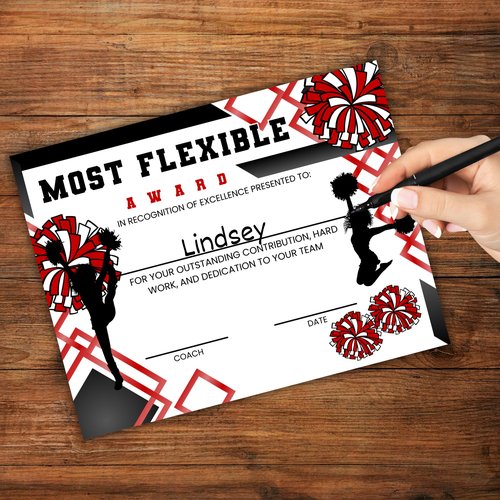 Pom Achievement Awards 30pk 8.5x11” Unique Team Cheer Dance Team End of Year Certificates Recognition Best Jumps Spirit Participation