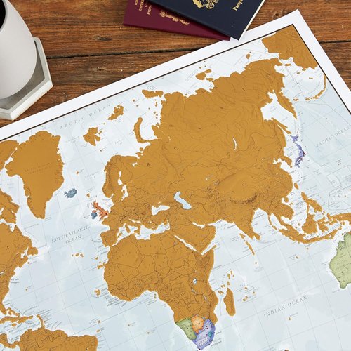 Maps International Scratch Off World Map Poster - 17" x 22" | Travel Tracker & Wall Art