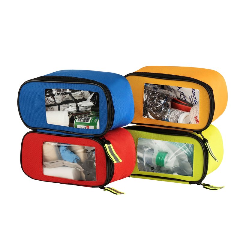Scherber Fully-Stocked Premium First Responder Backpack | EMT/EMS Medic Trauma & Oxygen Medical Professional Kit | Bag w/ 4 Color-Coded Removable Pouches, O2 Storage, & 250+ First Aid Supplies - Red
