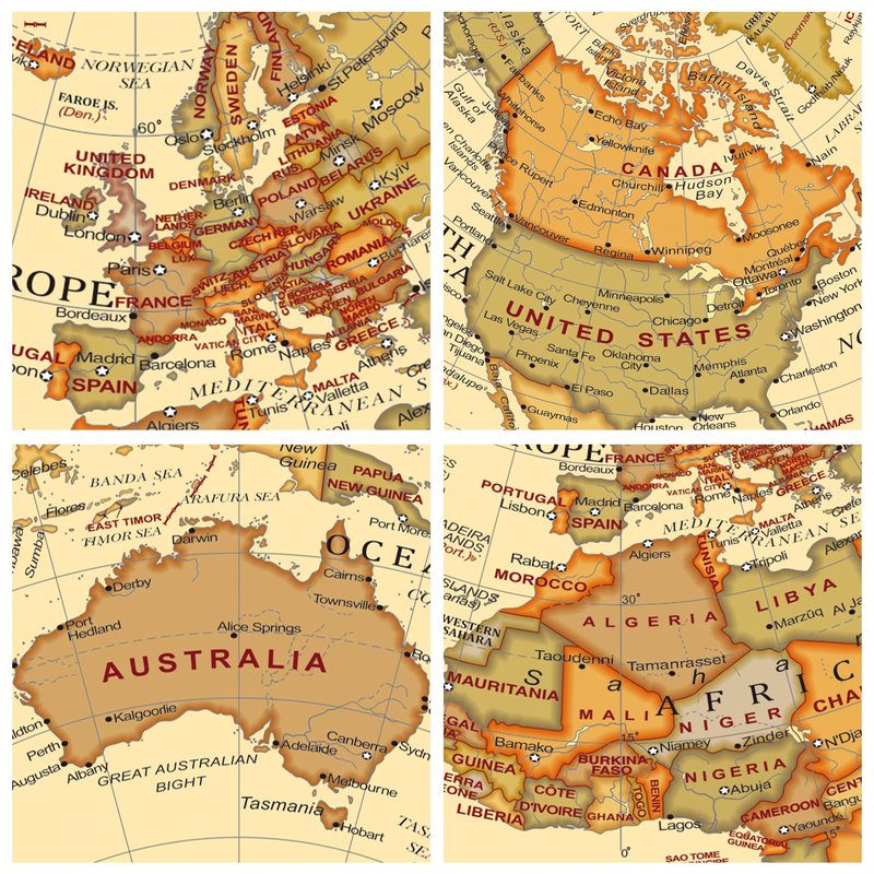 Topglobe Antique Globe Dia 5.5-inch / 14cm- Educational/Geographic - English Map