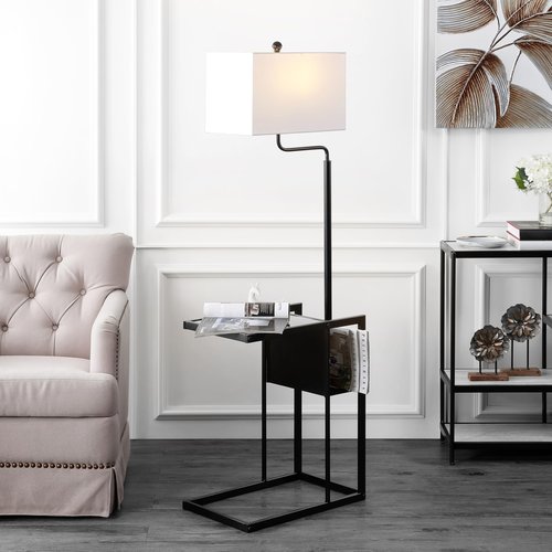 SAFAVIEH FLL4081A Lighting Collection Janson Matte Black 59-inch Table (LED Bulb Included) Floor Lamp
