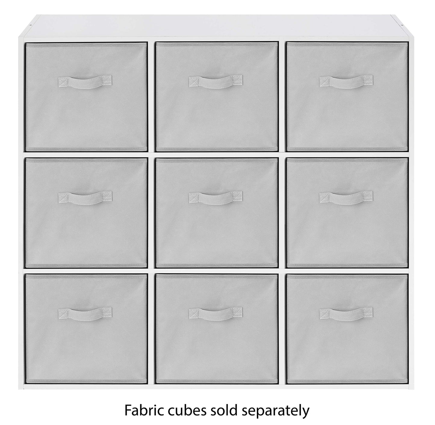 Whitmor 9 Cube Bookcase, 3 Tier Stackable MDF Bookself, Open Storage Display Organizer, Storage Cabinet for Living Room, Bedroom, Home, Office, 35.5" L x 11.7" W x 35.5" H, White