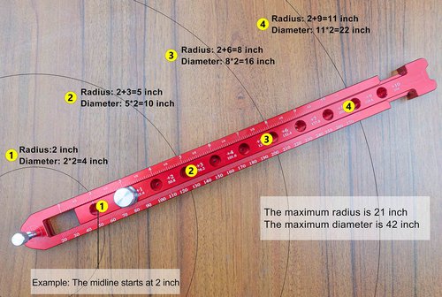 Woodworking Compass Scriber, Portable Aluminum Alloy Woodworking Compass Tool, Adjustable Metric/Inch Arc Drawing Ruler Circle Drawing Ruler Marking Gauge Circle Marking Tool