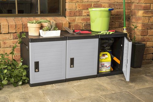Jink Locker - Lockable Storage Cabinet with Keys, 19” - Great Locking Storage Box Solution for Home, Garage, Office or Outdoor (Gray)