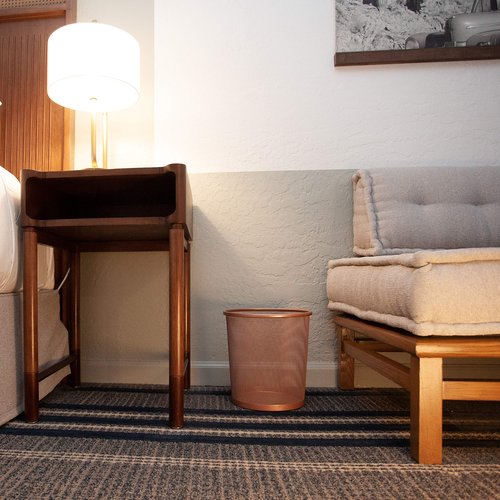 SaddleHorn Studios SHS Round Mesh Stainless Steel WasteBasket Trash Can Recycling Bin for Home, Office, Bathroom, Bedroom & Kitchen, 3.5 Gallon / 12L, 11” Height x 10” Diameter Garbage Can (Rose Gold)