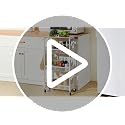 White 7.1-Inch Wide Slim Metal Storage Cart with Wood Top - Mobile Organizer