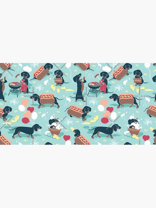 Aqua Green Dachshund Mouse Pad | Hot Dogs & Lemonade Design | Stylish & Fun