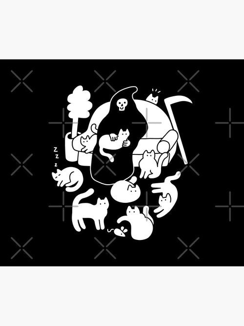 Death And His Cats | Unique Mouse Pad | Perfect Gift For Cat Lovers