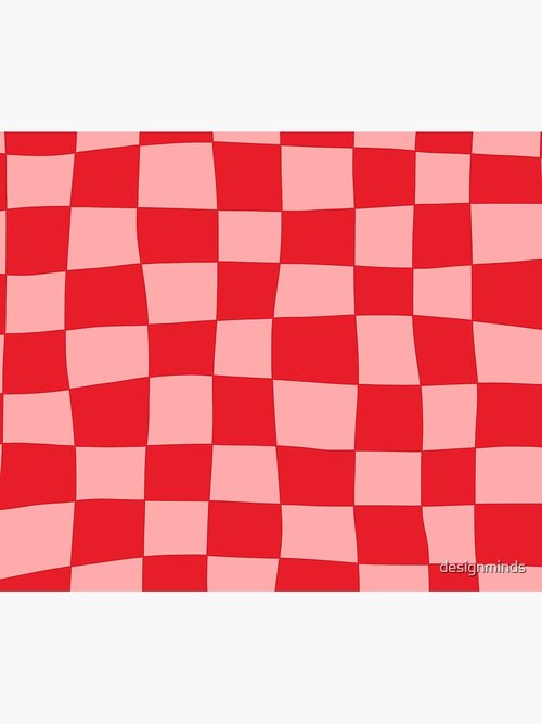 Red & Pink Hand-Drawn Checkerboard Pattern Mouse Pad | Stylish Desk Accessory
