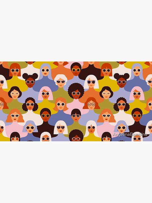70s Style Mouse Pad | Diverse Female Faces Pattern | Unique Design