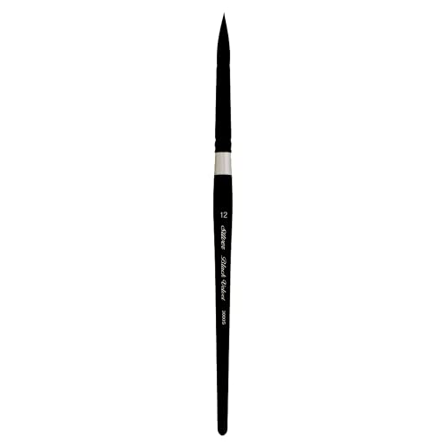 Silver Brush Limited 3000S-12 Black Velvet Round Paintbrush for Watercolor, Gouache, Inks, & Dyes, Size 12, Short Handle