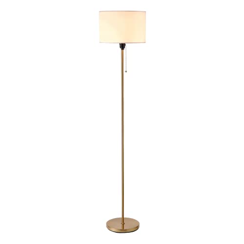 O¡¯Bright Ted - Drum Shade Standing Lamp, Pull Chain Switch, E26 Socket, Modern Minimalist Design, Simple Floor Lamp for Living Room, Bedroom, Office, Antique Brass