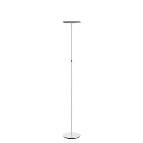 Brightech Sky LED Floor lamp, Torchiere Super Bright Floor Lamp for Living Rooms & Offices - Dimmable, Tall Standing Lamp for Bedroom Reading - Platinum Silver
