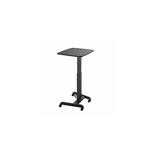Kantek Mobile Sit Stand Laptop Cart, Adjustable Height (29"-49"), Rolling Laptop Computer Workstation 23.6" x 20.5", Foot Pedal Control, Steel Frame, Black