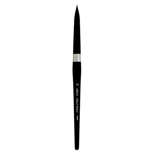 Silver Brush Limited 3000S-16 Black Velvet Round Paintbrush for Watercolor, Gouache, Inks, & Dyes, Size 16, Short Handle