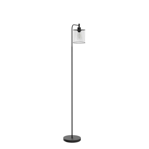 BoostArea Industrial Floor Lamp, Standing Lamp with Hanging Iron Mesh Lamp Shade, 6W LED Bulb, Whole Metal Farmhouse Floor Lamp with Foot Switch, Rustic Floor Lamps for Living Room Bedroom, Black