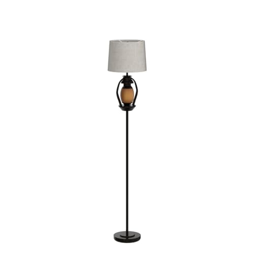 Suraielec Farmhouse Floor Lamp with Night Light, Rustic Standing Lamps for Living Room, Beige Linen Drum Lampshade, Oil Rubbed Bronze Finish, Traditional Floor Lamps for Bedroom Home Decor,Foot Switch