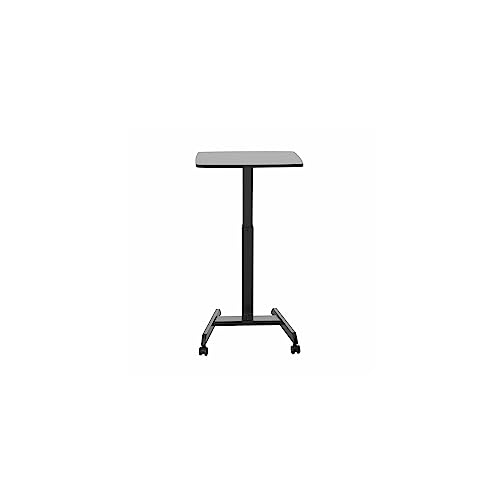 Kantek Mobile Sit Stand Laptop Cart, Adjustable Height (29"-49"), Rolling Laptop Computer Workstation 23.6" x 20.5", Foot Pedal Control, Steel Frame, Black