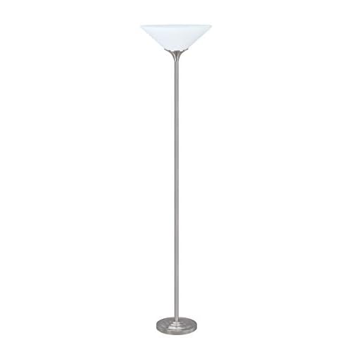 Aspen Creative 45016-11 One-Light Metal Torchiere 71" High Floor Lamp, Satin Nickel
