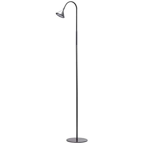 BLACK+DECKER PureOptics LED Minimalist Floor Lamp, 58" Height with Weighted Base, Adjustable Gooseneck, Flicker Free, Eco-Friendly, Foot Switch Gray