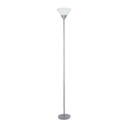 Simple Designs LF1011-SLV 1 Light Torchiere Stick Floor Lamp, Silver