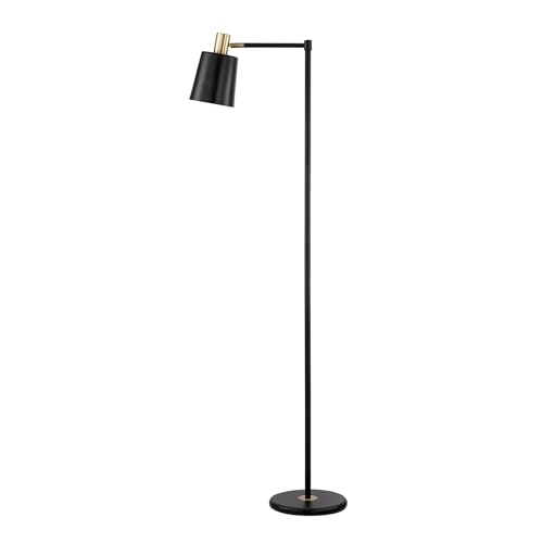 GLOBE Electric 12916 Lex 60" Floor Lamp, Black, Satin Finish, Gold Accents