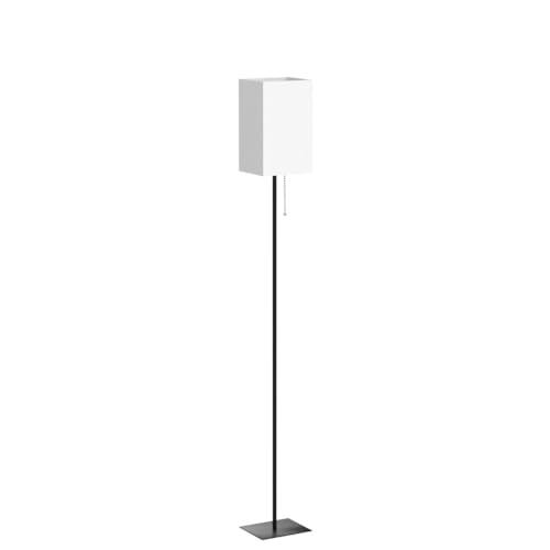 Floor Lamp for Living Room, Modern Standing Lamp for Bedroom with Linen Shade, Black Corner Floor Lamp for Office Kids Room, Bulb Included