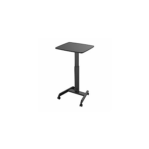 Kantek Mobile Sit Stand Laptop Cart, Adjustable Height (29"-49"), Rolling Laptop Computer Workstation 23.6" x 20.5", Foot Pedal Control, Steel Frame, Black