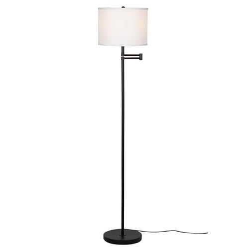 Catalina Lighting 24289-000 Modern Floor Lamp with Caged Shade for Office, Living Room, Dorm or Bedroom, Smart Home Compatible, Bulb Not Included, 60", Black