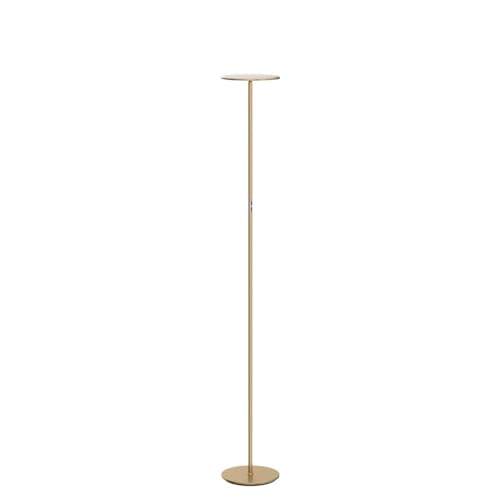 Brightech Sky LED Floor Lamp - Antique Brass Dimmable Tall Torch for Living Room & Bedroom