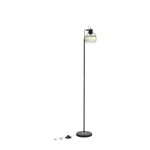 DLLT LED Floor Lamp, Adjustable Head Standing Lamp with Heavy Metal Based, Farmhouse Tall Rattan Floor Lamps Reading Lighting for Living Room, Bedroom, Study Room, Office, 8W 3000K E26 Bulb Included