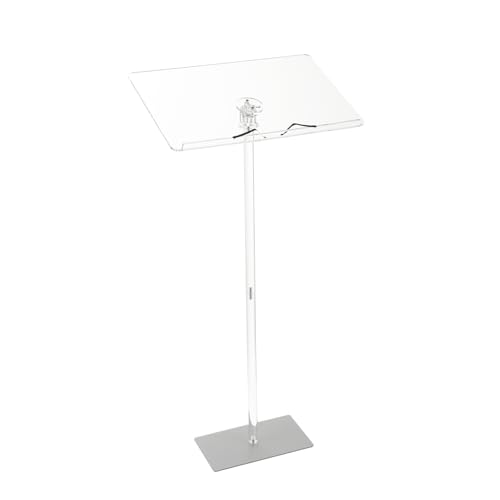 Acrylic Podium - 50 in Tall, Clear Acrylic Stand, Wide Reading Surface,Floor-Standing Pulpit for Churches, Conferences, Speeches, Weddings, Classroom