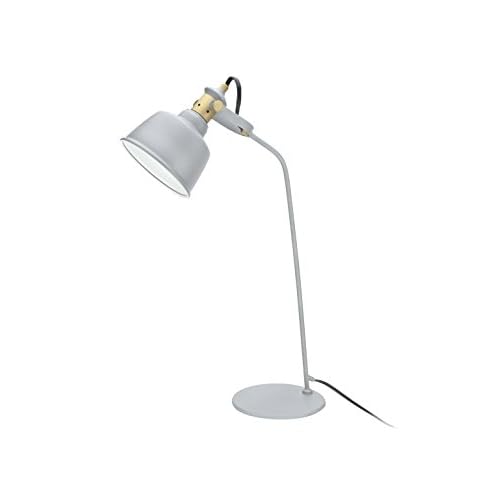 Aspen Creative 40101, 24" High Modern Desk, Cement Grey Finish with Metal Lamp Shade, 14 3/8" Wide