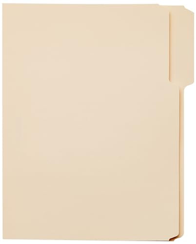 Manila Letter Size File Folders with Reinforced Tabs - 1/3-Cut, 100-Pack
