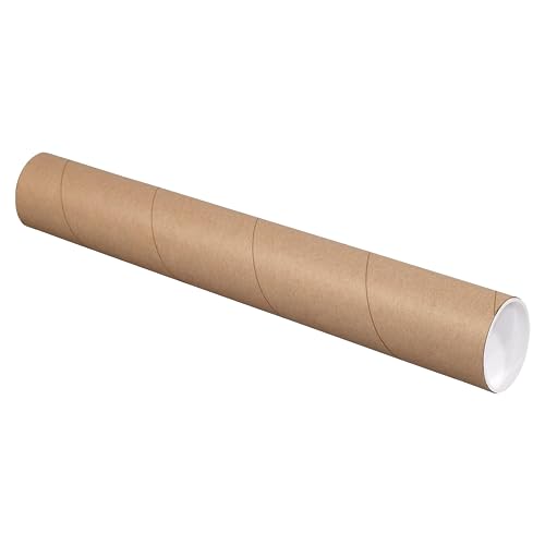 Tape Logic Kraft Cardboard Tubes with Caps - 3" x 20", 0.07 Thickness, Pack of 24