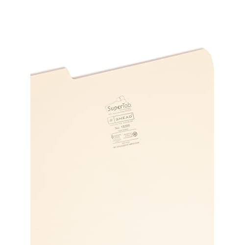 Smead SuperTab File Folder, Oversized Reinforced 1/3-cut Tab, Guide Height, Legal Size, Manila, 100 Per Box (15395)