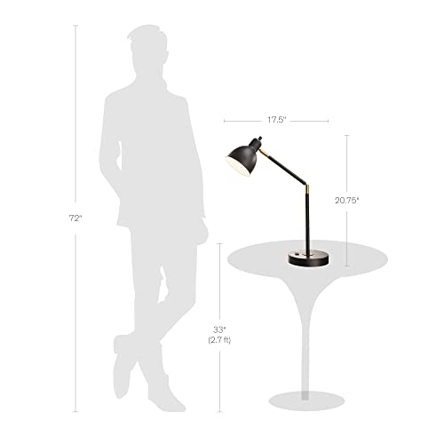 Catalina Lighting 20092-001 Modern Adjustable Desk Light with Power Outlet, Classic Table Lamp for Office, Dorm, or Bedroom, Reading Light Nightstand Lamp, Bulb NOT Included, 20.75", Black