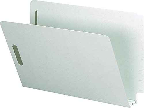 Smead End Tab Pressboard File Folder, Straight-Cut Tab, 2" Expansion, Legal Size, Gray/Green, 25 per Box (29210)
