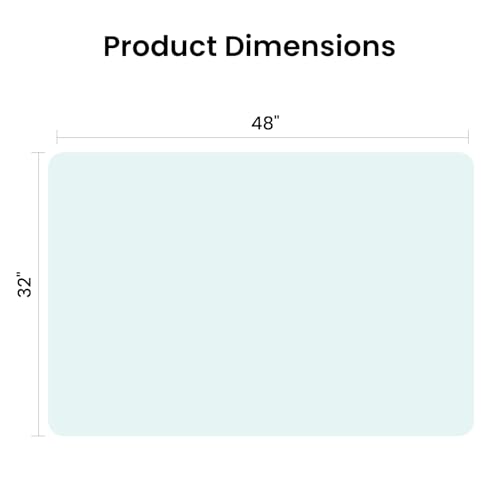 48"x31" Tempered Glass Chair Mat, Heavy Duty Glass Office Floor Mat for Carpet or Hardwood Floors, with Non-Slip Pads, Round Corner and Polished Edge, Effortless Rolling, Thick 1/5"