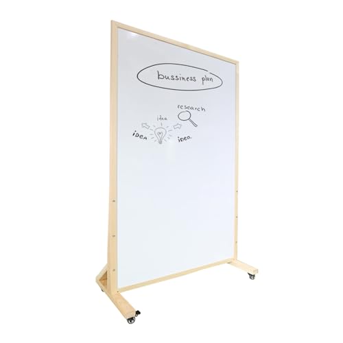 TRUNXUCL Double Sided Magnetic Whiteboard on Wheels - Natural 60x90cm/24x35in