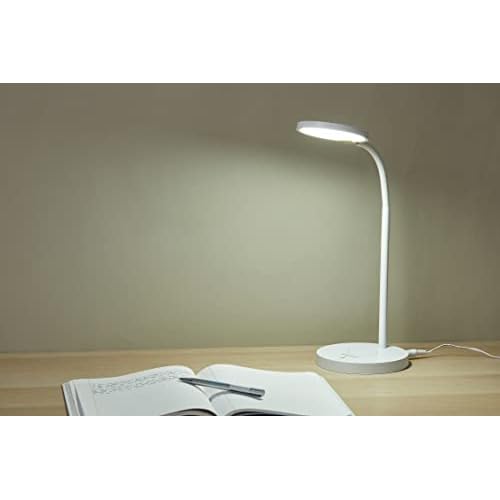 Bostitch Office LED Desk Lamp, Qi Wireless Charging, Dimmable, 3 Brightness Levels, Flexible, Quick Charging, Touch Power Control, White (LED2107-WHT)