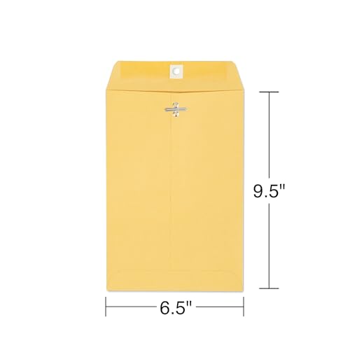 Staples Clasp Close Envelopes, 6.5 x 9.5 Inch, Gummed Flaps, Great for Filing, Storing, Mailing Documents, 100-Pack, Brown