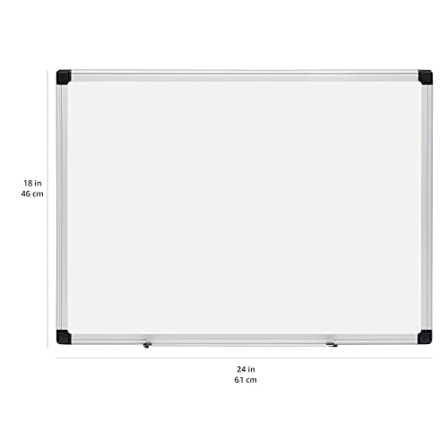 Amazon Basics Magnetic Dry Erase Whiteboard 24x18 Inches Aluminum Frame Silver/White