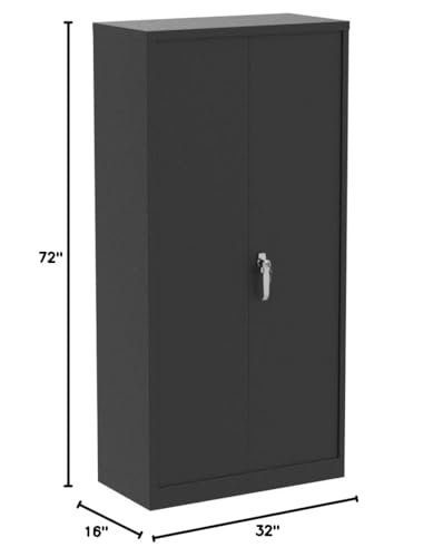 Metal Storage Cabinet with Lock, 72" H Lockable Locking Doors, Steel