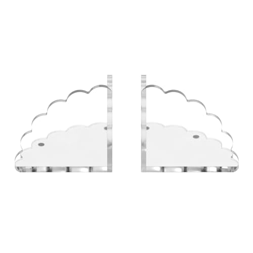 Scalloped Acrylic Bookends (Clear) ? Set of 2 Decorative Non-Slip Book Holders | Modern Minimalist Bookends for Shelves, Office, and Home D?cor ? Durable Transparent Book Supports
