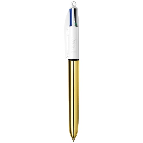 BIC 4 Color Shine Retractable Ballpoint Pen with Long-Lasting Ink and 1.0 mm Medium Point, 3-Count in Assorted Ink