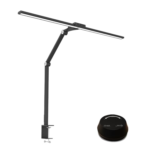 DS521SA Full Spectrum Desk Lamp ? Sun Lamp 18W Eye-Care Table Light, CRI£¾95, 4000K Color Temp, Stepless Dimming, Flicker-Free, Low Blue Light, Touch & Remote Control, for Study & Office