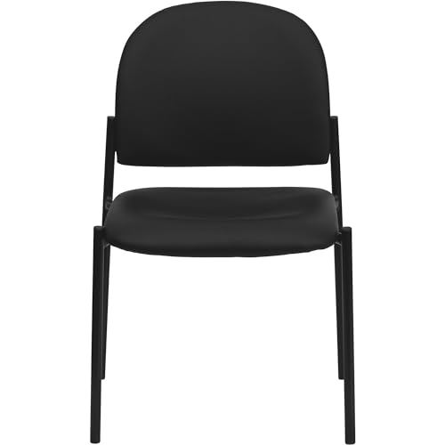 Flash Furniture Tania Comfort Vinyl Stackable Reception Chair - Black
